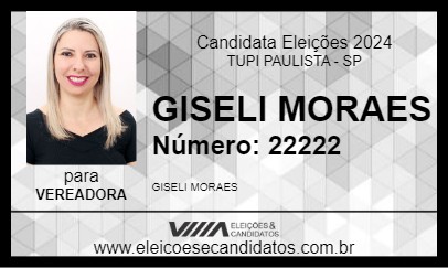 Candidato GISELI MORAES 2024 - TUPI PAULISTA - Eleições