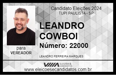 Candidato LEANDRO COWBOY 2024 - TUPI PAULISTA - Eleições