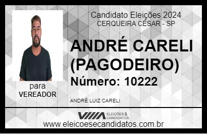 Candidato ANDRÉ CARELI (PAGODEIRO) 2024 - CERQUEIRA CÉSAR - Eleições