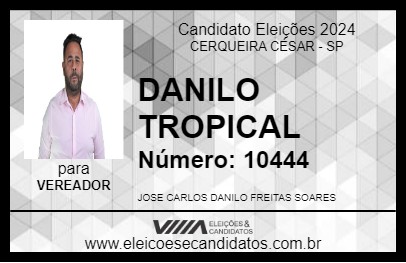 Candidato DANILO TROPICAL 2024 - CERQUEIRA CÉSAR - Eleições