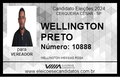 Candidato WELLINGTON PRETO 2024 - CERQUEIRA CÉSAR - Eleições