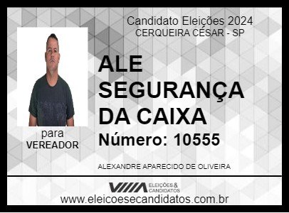 Candidato ALEXANDRE SEGURANÇA 2024 - CERQUEIRA CÉSAR - Eleições