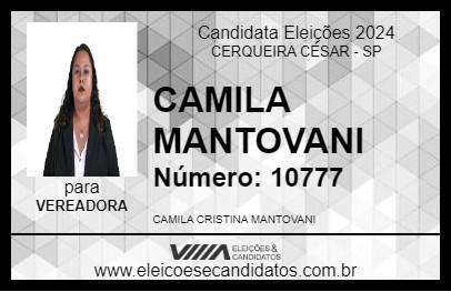 Candidato CAMILA MANTOVANI 2024 - CERQUEIRA CÉSAR - Eleições