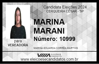 Candidato MARINA MARANI 2024 - CERQUEIRA CÉSAR - Eleições