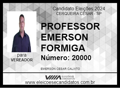 Candidato PROFESSOR EMERSON FORMIGA 2024 - CERQUEIRA CÉSAR - Eleições