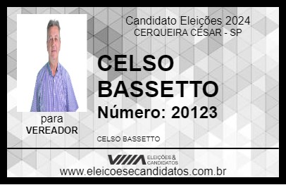 Candidato CELSO BASSETTO 2024 - CERQUEIRA CÉSAR - Eleições