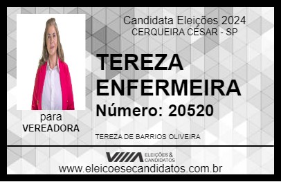 Candidato TEREZA ENFERMEIRA 2024 - CERQUEIRA CÉSAR - Eleições