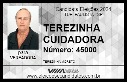 Candidato TEREZINHA CUIDADORA 2024 - TUPI PAULISTA - Eleições