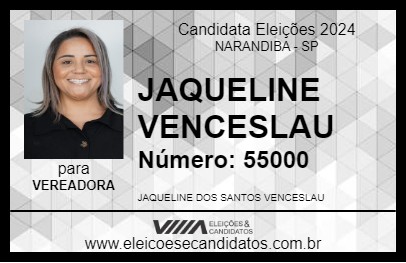 Candidato JAQUELINE VENCESLAU 2024 - NARANDIBA - Eleições