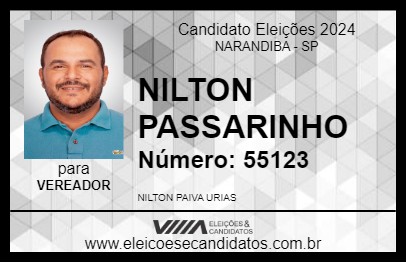 Candidato NILTON PASSARINHO 2024 - NARANDIBA - Eleições