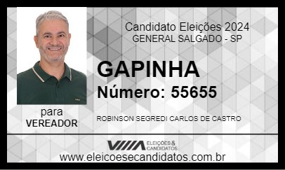 Candidato GAPINHA 2024 - GENERAL SALGADO - Eleições