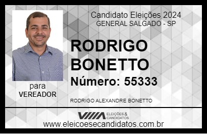 Candidato RODRIGO BONETTO 2024 - GENERAL SALGADO - Eleições