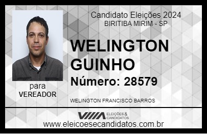 Candidato WELINGTON GUINHO 2024 - BIRITIBA MIRIM - Eleições