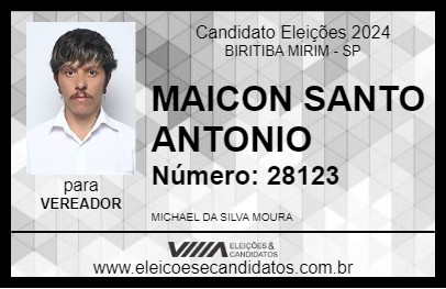 Candidato MAICON SANTO ANTONIO 2024 - BIRITIBA MIRIM - Eleições