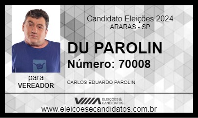 Candidato DU PAROLIN 2024 - ARARAS - Eleições