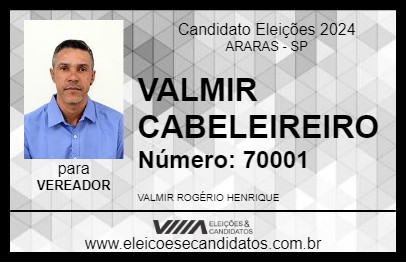 Candidato VALMIR CABELEIREIRO 2024 - ARARAS - Eleições