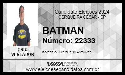 Candidato BATMAN 2024 - CERQUEIRA CÉSAR - Eleições