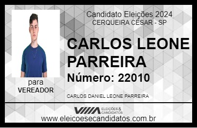 Candidato CARLOS LEONE PARREIRA 2024 - CERQUEIRA CÉSAR - Eleições