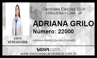 Candidato ADRIANA GRILO 2024 - CERQUEIRA CÉSAR - Eleições