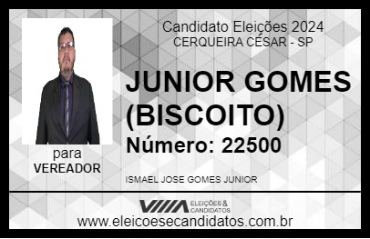 Candidato JUNIOR GOMES (BISCOITO) 2024 - CERQUEIRA CÉSAR - Eleições