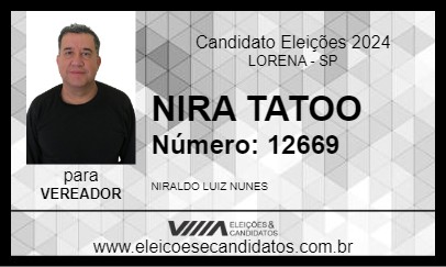 Candidato NIRA TATOO 2024 - LORENA - Eleições