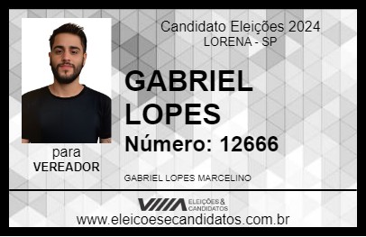 Candidato GABRIEL LOPES 2024 - LORENA - Eleições