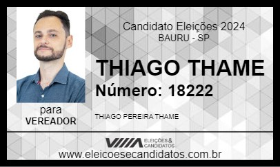 Candidato THIAGO THAME 2024 - BAURU - Eleições