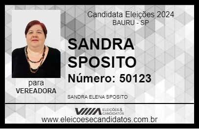 Candidato SANDRA SPOSITO 2024 - BAURU - Eleições