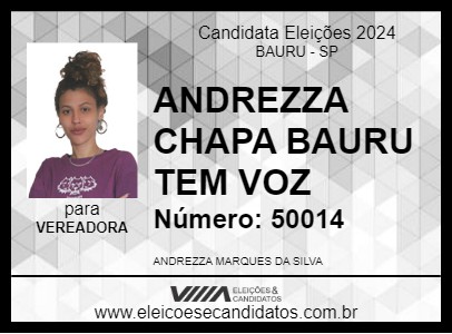 Candidato ANDREZZA CHAPA BAURU TEM VOZ 2024 - BAURU - Eleições