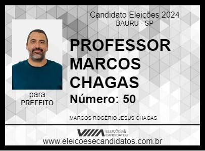 Candidato PROFESSOR MARCOS CHAGAS 2024 - BAURU - Eleições