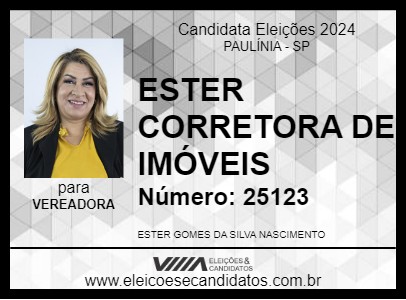 Candidato ESTER CORRETORA DE IMÓVEIS 2024 - PAULÍNIA - Eleições