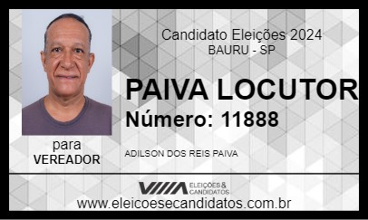 Candidato PAIVA LOCUTOR 2024 - BAURU - Eleições