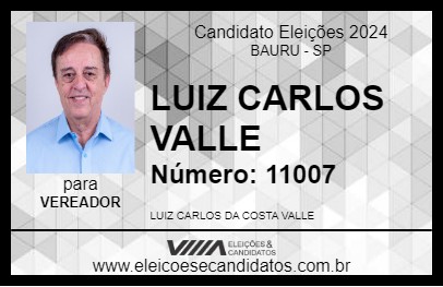 Candidato LUIZ CARLOS VALLE 2024 - BAURU - Eleições