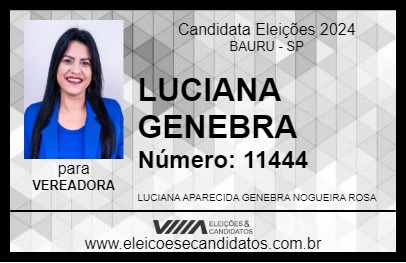 Candidato LUCIANA GENEBRA 2024 - BAURU - Eleições