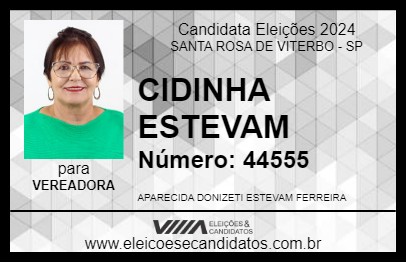 Candidato CIDINHA ESTEVAM 2024 - SANTA ROSA DE VITERBO - Eleições