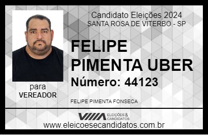 Candidato FELIPE PIMENTA UBER 2024 - SANTA ROSA DE VITERBO - Eleições