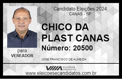 Candidato CHICO DA PLAST CANAS 2024 - CANAS - Eleições