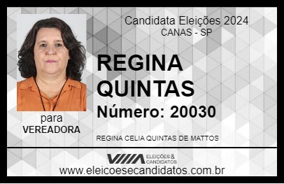 Candidato REGINA QUINTAS 2024 - CANAS - Eleições