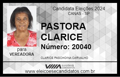 Candidato PASTORA CLARICE 2024 - CANAS - Eleições