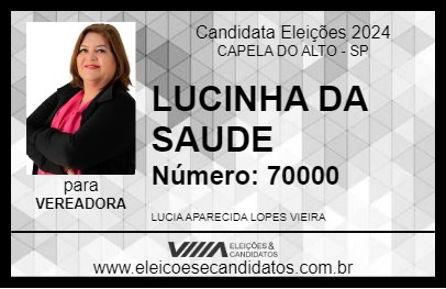 Candidato LUCINHA 2024 - CAPELA DO ALTO - Eleições