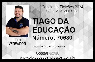 Candidato TIAGO PROFESSORZÃO(IPEROZINHO) 2024 - CAPELA DO ALTO - Eleições