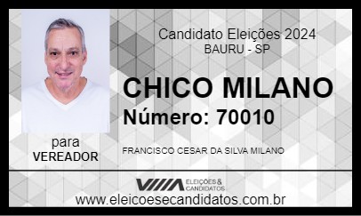 Candidato CHICO MILANO 2024 - BAURU - Eleições