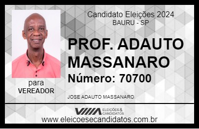 Candidato PROF. ADAUTO MASSANARO 2024 - BAURU - Eleições