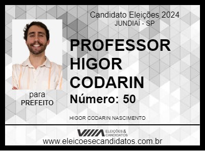 Candidato PROFESSOR HIGOR CODARIN 2024 - JUNDIAÍ - Eleições