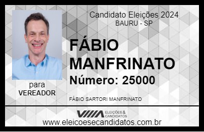 Candidato FÁBIO MANFRINATO 2024 - BAURU - Eleições