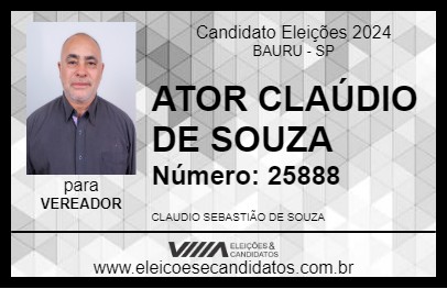 Candidato ATOR CLAÚDIO DE SOUZA 2024 - BAURU - Eleições