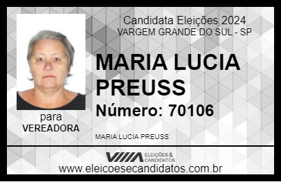 Candidato MARIA LUCIA PREUSS 2024 - VARGEM GRANDE DO SUL - Eleições