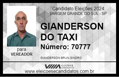 Candidato GIANDERSON DO TAXI 2024 - VARGEM GRANDE DO SUL - Eleições