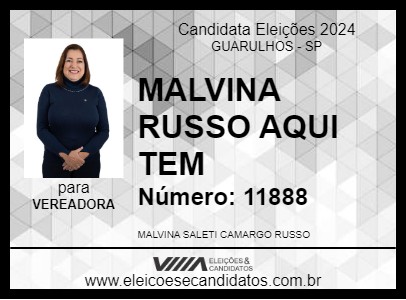 Candidato MALVINA RUSSO AQUI TEM 2024 - GUARULHOS - Eleições