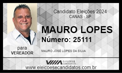 Candidato MAURO LOPES 2024 - CANAS - Eleições